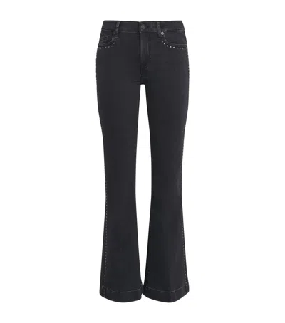 7 For All Mankind Studded Tailorless Dojo Flared Jeans In Black