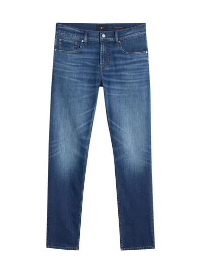 7 For All Mankind Stylish Topstitching Back Patch Belt Loops Five Pocket Jeans In Blue