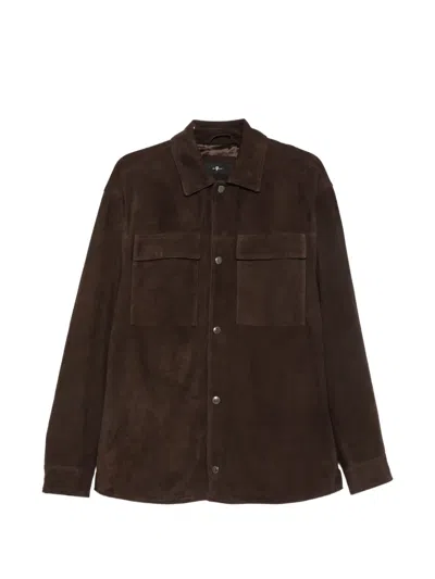 7 For All Mankind Suede Flap-pocket Shirt In Purple