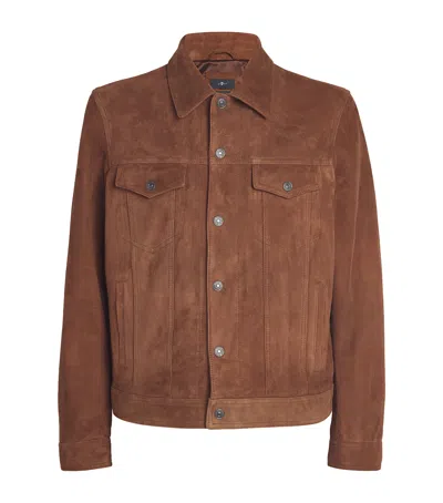 7 For All Mankind Suede Jacket In Brown