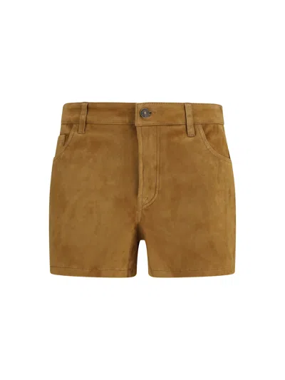 7 For All Mankind Suede Shorts In Brown