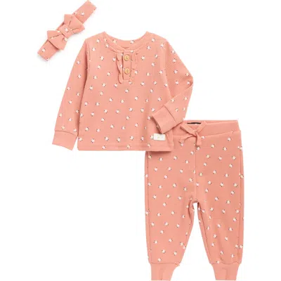 7 For All Mankind Babies'  Sweatshirt, Joggers & Headband Set In Pink