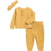 7 For All Mankind Babies'  Sweatshirt, Joggers & Headband Set In Yellow
