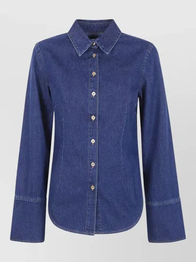 7 For All Mankind Tailored Soul Long Sleeve Shirt In Blue