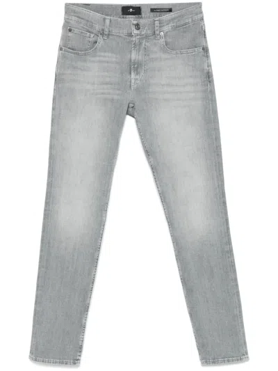 7 For All Mankind Tapered Jeans In Grey