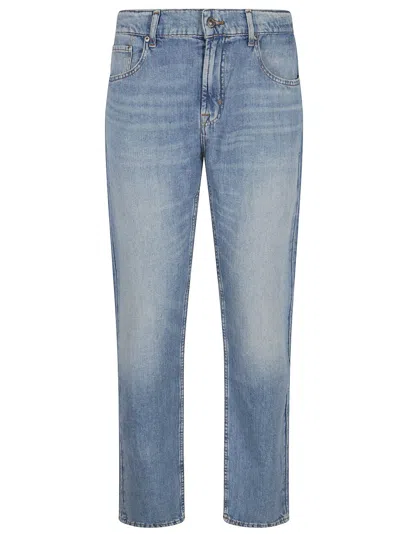 7 For All Mankind Tapered Light Linen Denim Jeans In Blue