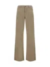 7 For All Mankind Tess Flared Trousers With Belt Loops And Back Pockets In Beige