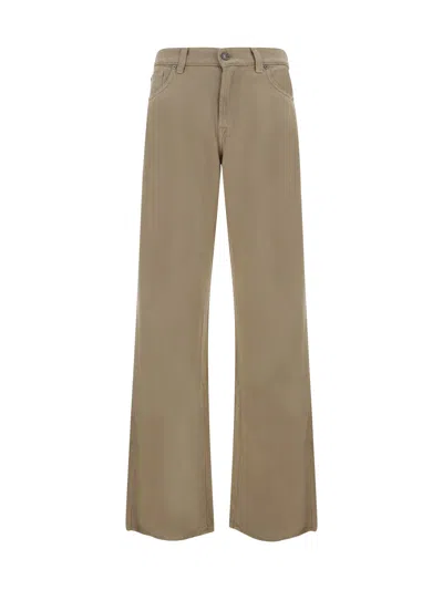 7 For All Mankind Tess Trouser Coloured Tencel Sand Clothing In Brown