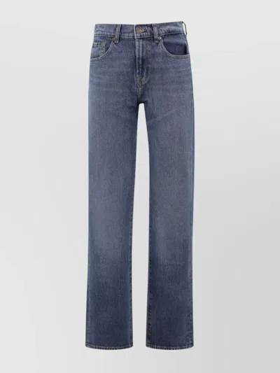 7 For All Mankind Tess Denim Straight Cut Trousers In Blue