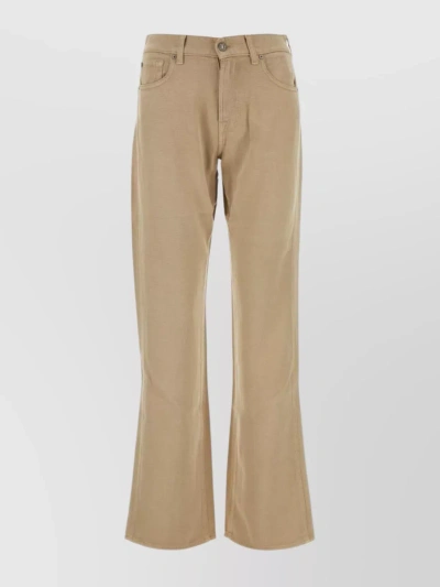 7 For All Mankind Tess Flared Trousers With Belt Loops And Back Pockets In Beige O Tan