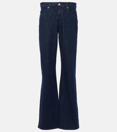 7 For All Mankind Tess High-rise Flared Jeans In Dark Blue