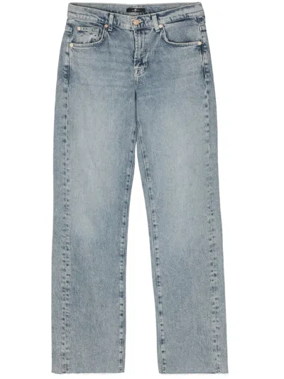 7 For All Mankind Tess High-rise Straight-leg Jeans In Blue