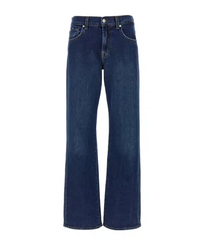 7 For All Mankind Womens Radar Tess Straight-leg High-rise Denim Trousers In Blue
