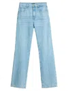 7 For All Mankind Tess High Waisted Linen Blend Jeans In Blue