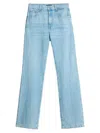7 For All Mankind Tess High Waisted Linen Blend Jeans In Blue
