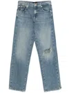 7 For All Mankind Tess Trouser Kansas Distressed Faded Five-pocket In Blue
