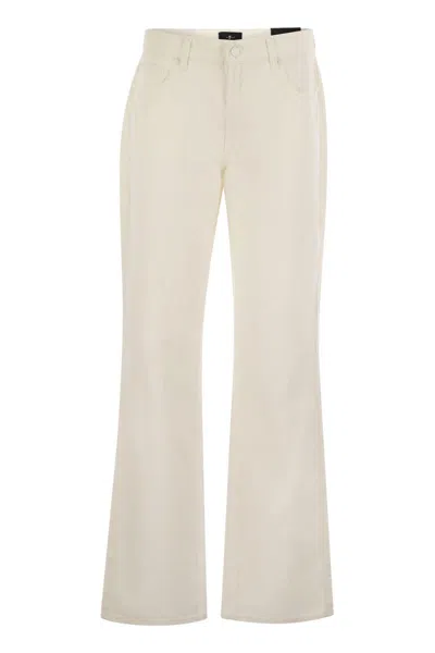 7 For All Mankind Tess Trouser - Cotton And Linen Trousers In Neutral