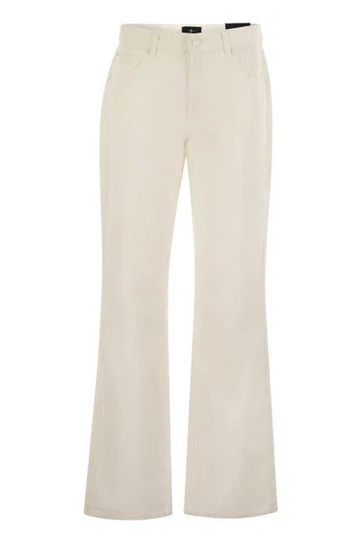 7 For All Mankind Tess Trouser - Cotton And Linen Trousers In Neutral