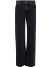 7 For All Mankind Double-waisted Hussle Wide-leg Jeans In Black