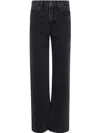 7 For All Mankind Double-waisted Hussle Wide-leg Jeans In Black
