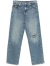 7 For All Mankind Tess Trouser Kansas Distressed Faded Five-pocket