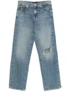 7 For All Mankind Tess Trouser Kansas Distressed Faded Five-pocket In Blue