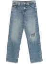 7 For All Mankind Tess Trouser Kansas Distressed Faded Five-pocket In Blue