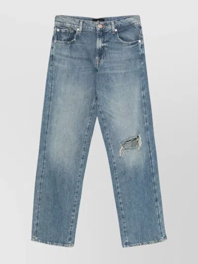 7 For All Mankind Tess Trouser Kansas Distressed Faded Five-pocket In Blue