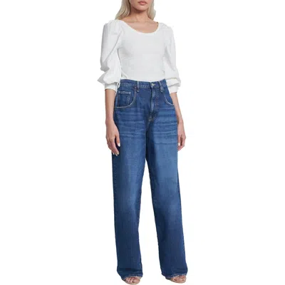 7 For All Mankind The Jennifer Womens Faded Denim Wide Leg Jeans