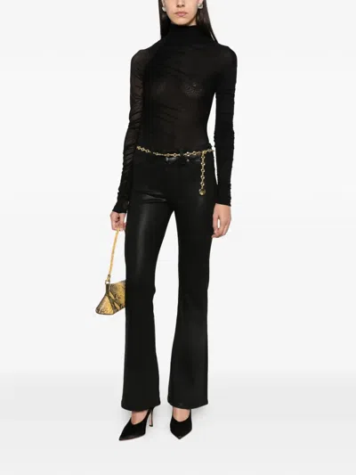 7 For All Mankind The Leggy Bootcut Logo-patch Jeans In Black