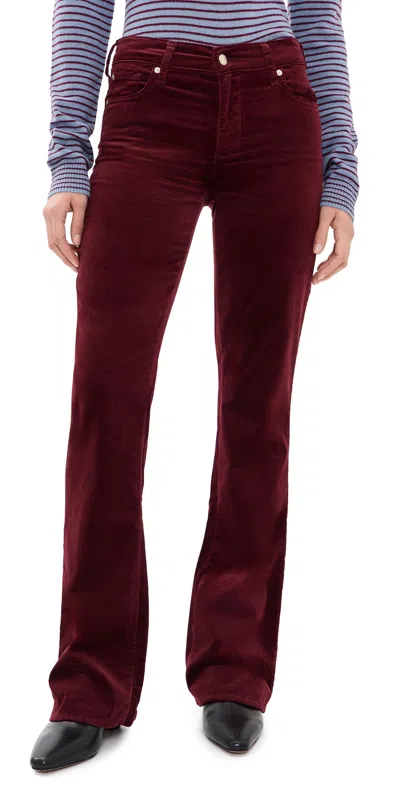 7 For All Mankind The Leggy Bootcut Pants Velvet Burgundy In Red