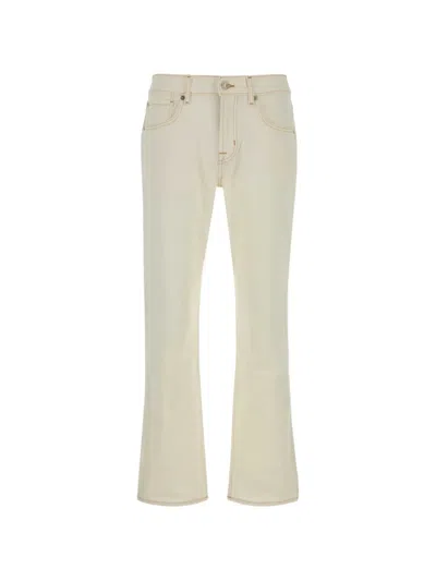 7 For All Mankind Stretch Denim Jeans Flared Five Pocket Design In Neutral