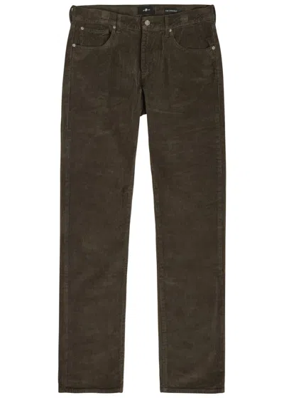 7 For All Mankind The Straight Corduroy Trousers In Green