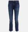 7 For All Mankind The Straight Crop High-rise Jeans In Soho Dark