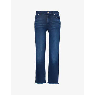 7 For All Mankind Womens Slim Illusion La Jolla The Straight Slim-fit Cropped Denim-blend Jeans