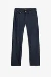 7 For All Mankind The Straight Linen Denim Trousers In Dark Blue