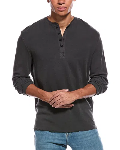 7 For All Mankind Thermal Henley Shirt In Black