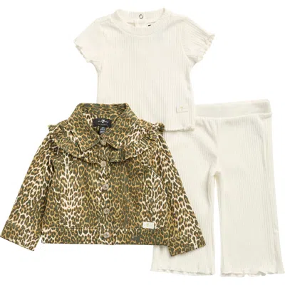 7 For All Mankind Babies'  Three-piece Rib Knit Set With Jacket In Multi