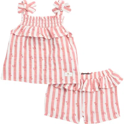 7 For All Mankind Tie Strap Babydoll Tank & Shorts Set In Pink