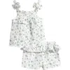 7 For All Mankind Tie Strap Babydoll Tank & Shorts Set In White