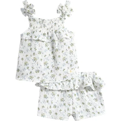 7 For All Mankind Tie Strap Babydoll Tank & Shorts Set In White