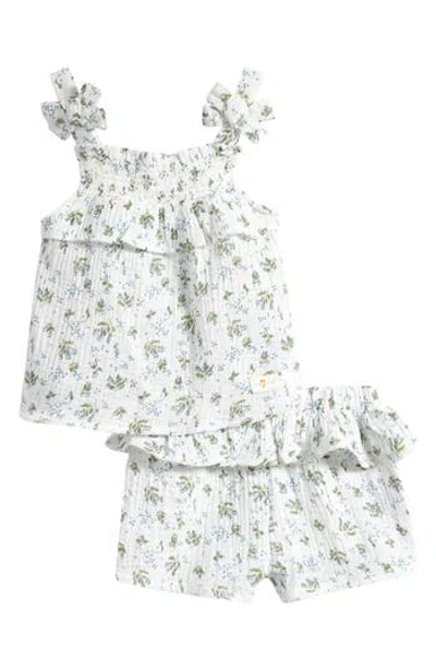 7 For All Mankind Tie Strap Babydoll Tank & Shorts Set In White