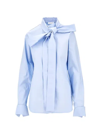 7 For All Mankind Tie-neck Shirt In Blue