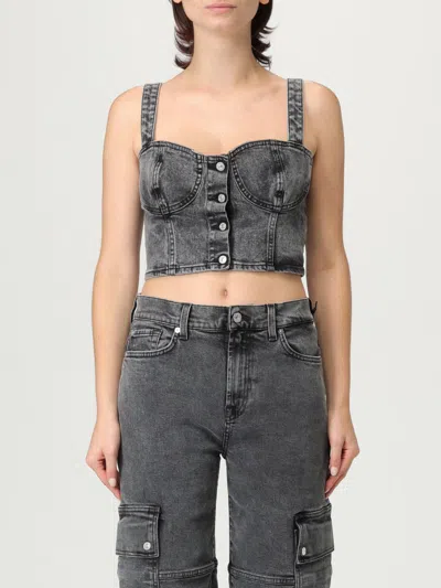 7 For All Mankind Top  Woman Color Black In Gray