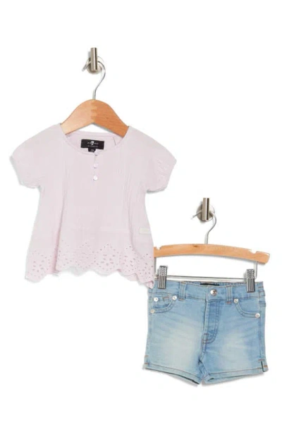 7 For All Mankind Babies' Top & Shorts Set In Lavender