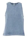 7 For All Mankind Kansas Denim Top In Blue