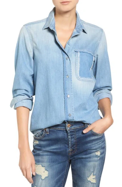 7 For All Mankind ® Torn Pocket Denim Boyfriend Shirt