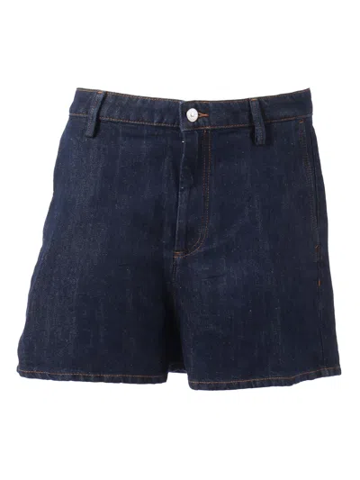 7 For All Mankind Linen Blend Denim Shorts In Multi