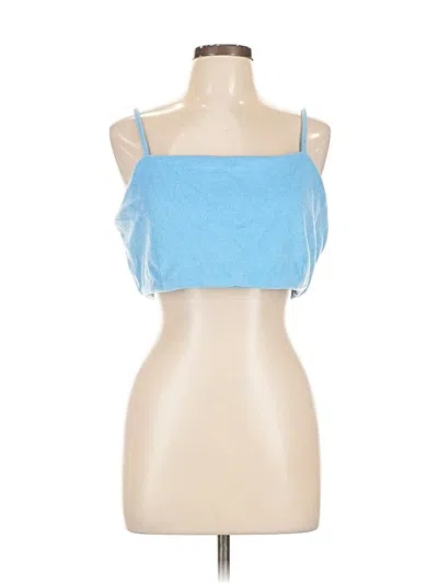 Pre-owned 7 For All Mankind Tube Top Blue Strapless Neckline Tops