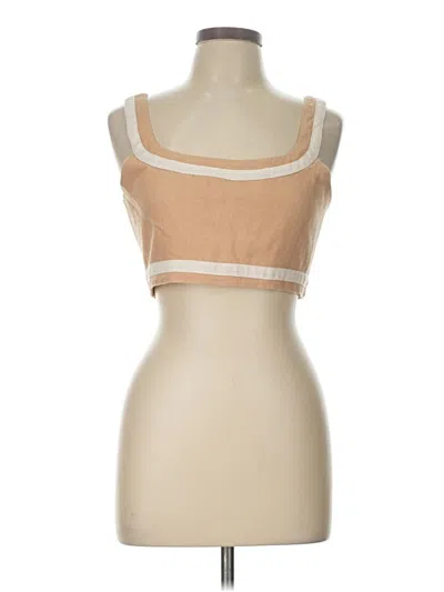 Pre-owned 7 For All Mankind Tube Top Tan Strapless Neckline Tops In Brown